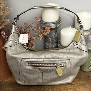 Coach gray pebbled Penelope shoulder bag